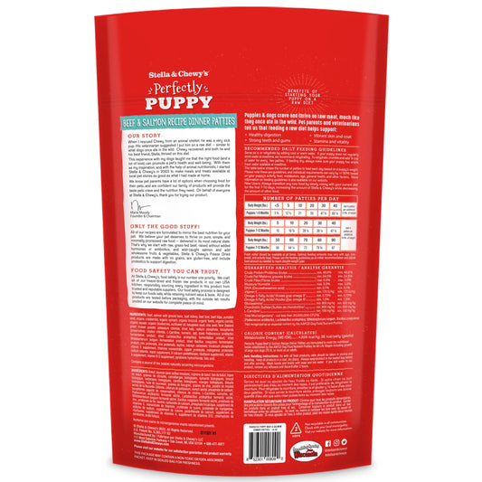 Stella & Chewy's Freeze Dried Raw Dinner Patties – Crafted for Puppies – Grain Free, Protein Rich Perfectly Puppy Beef & Salmon Recipe – 14 oz Bag