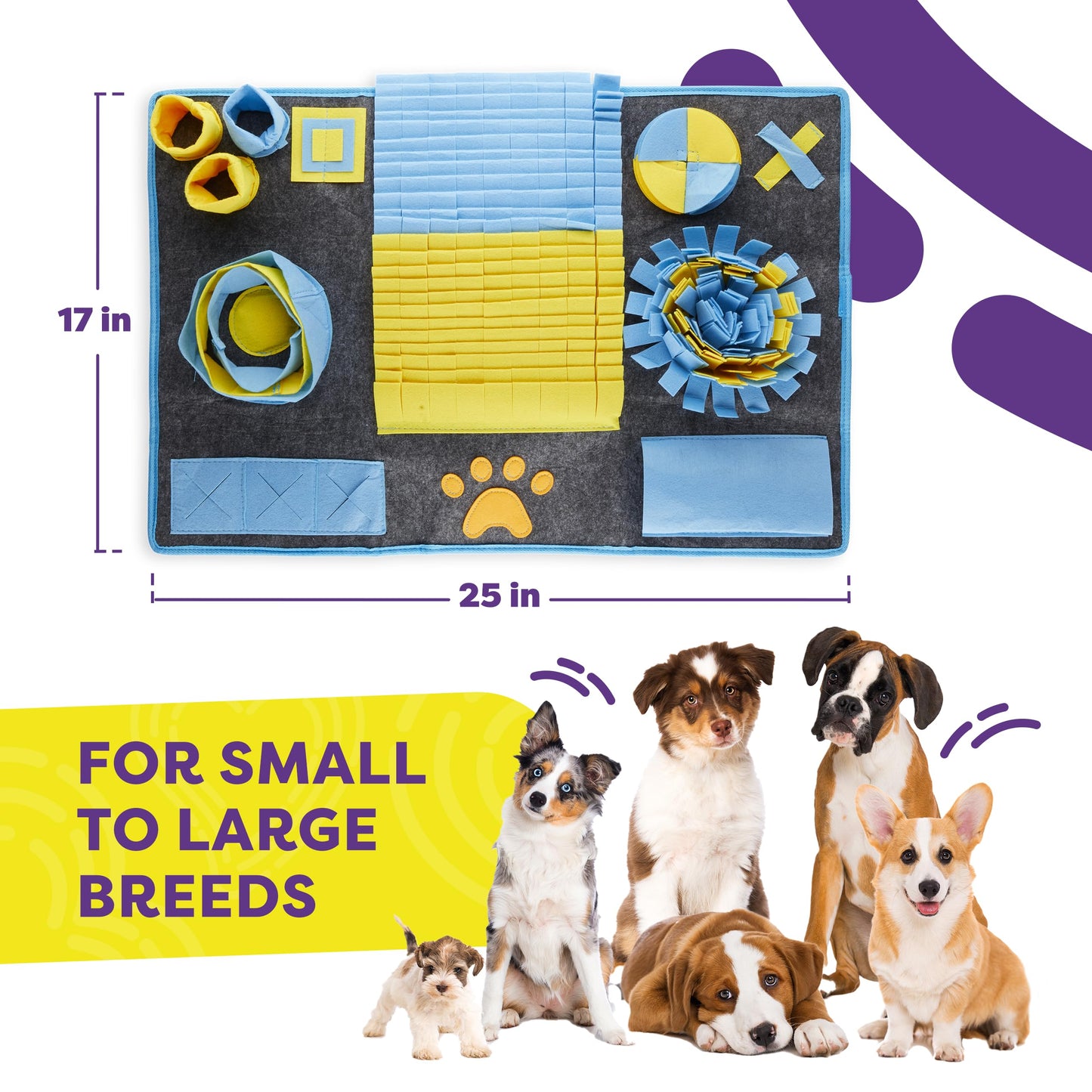 Hertzko XL Snuffle Mat for Dogs – Extra Large Felt Feeding & Activity Mat for Small & Large Breeds – Stimulation Toy with Grippy Bottom, Roll-Up Storage, and Easy Cleaning – Scent Game for Pets