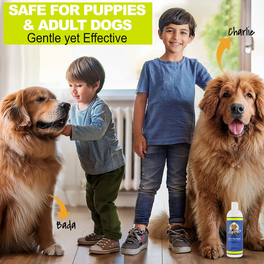 Vaporize 5-in-1 Pet Wash Shampoo Gently cleanses, deodorizes, Conditions, detangles, and soothes Your pet’s Coat and Skin—All in one Easy Step. Perfect for Dogs and Cats