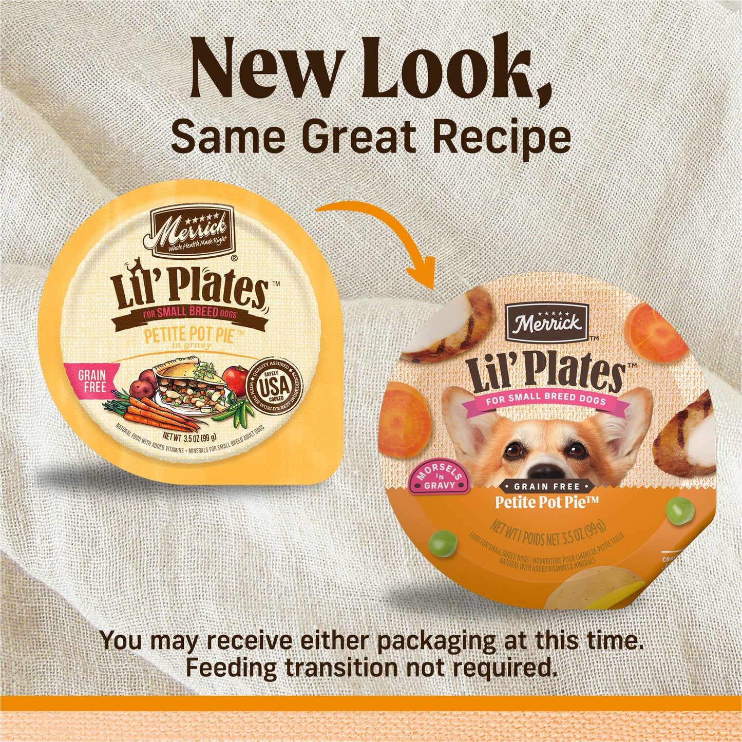 Merrick Lil’ Plates Grain Free And Gluten Free Natural Wet Dog Food For Small Dogs, Soft Petite Pot Pie Recipe - (Pack of 12) 3.5 oz. Tubs