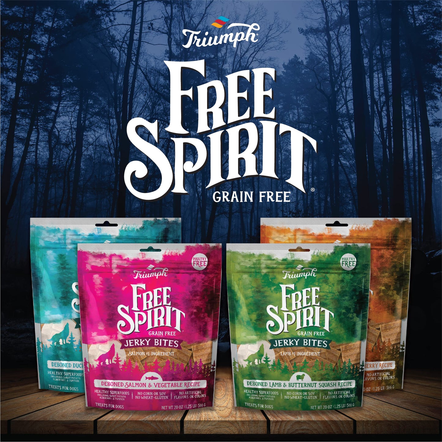 Triumph Free Spirit Grain Free Salmon and Vegetable Recipe Jerky Bites Soft Dog Treats | 24 oz