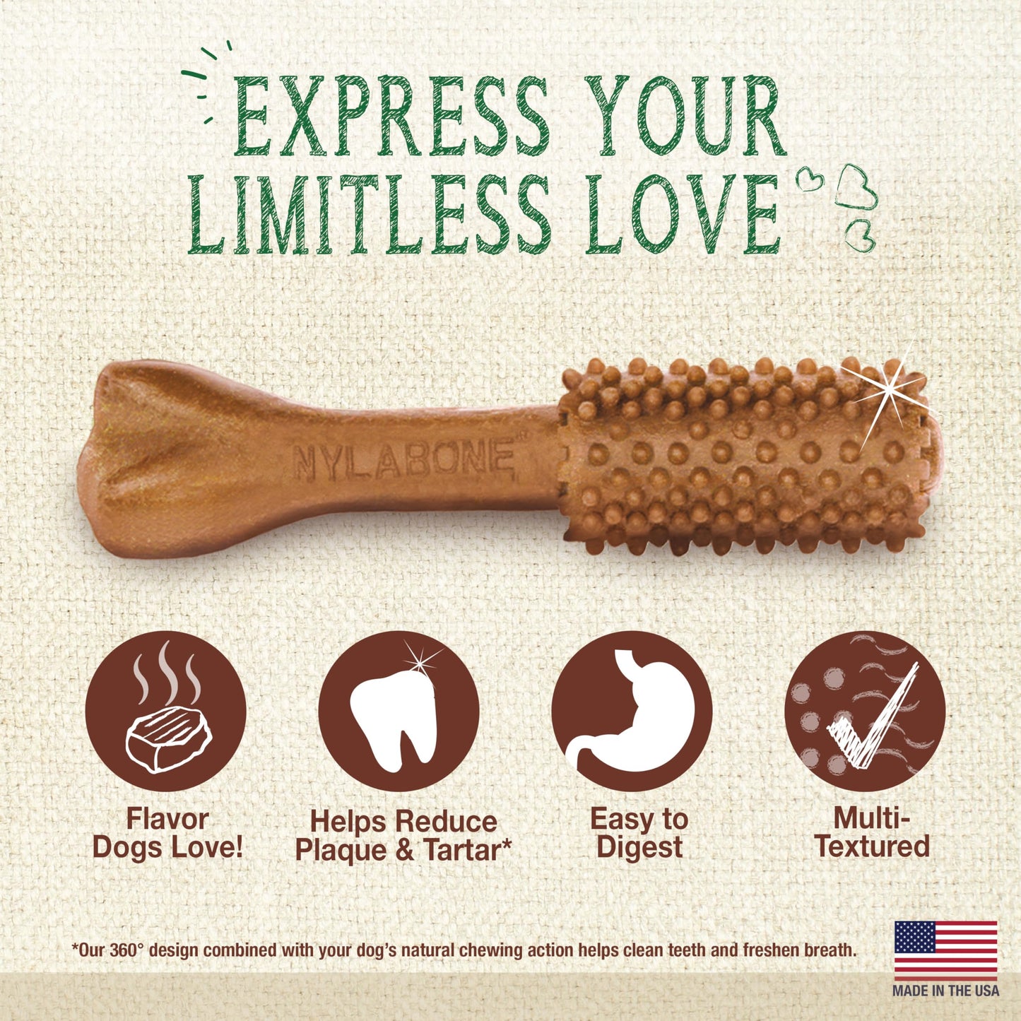 Nylabone Nutri Dent Dog Dental Chews - Natural Dog Teeth Cleaning & Breath Freshener - Dental Treats for Dogs - Filet Mignon Flavor, Large (20 Count)