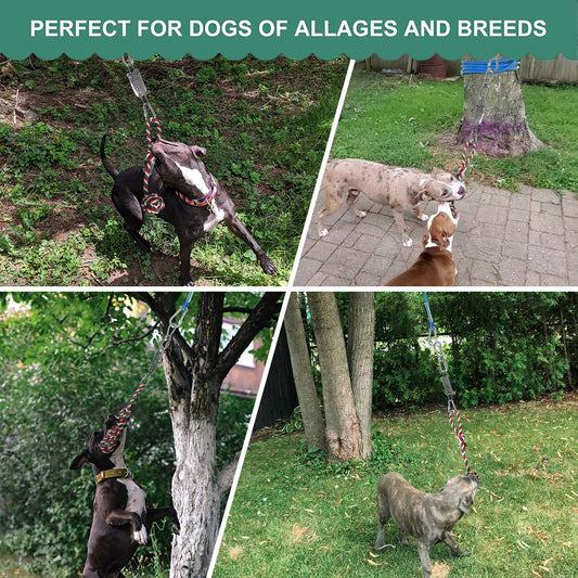 HOPET Dog Outdoor Bungee Solo Hanging Toy, Tether Tug of War Toys for Pitbull Small Large Aggressive Chewers Dogs to Exercise, Durable Interactive Tug Toy, Dog Rope Toys