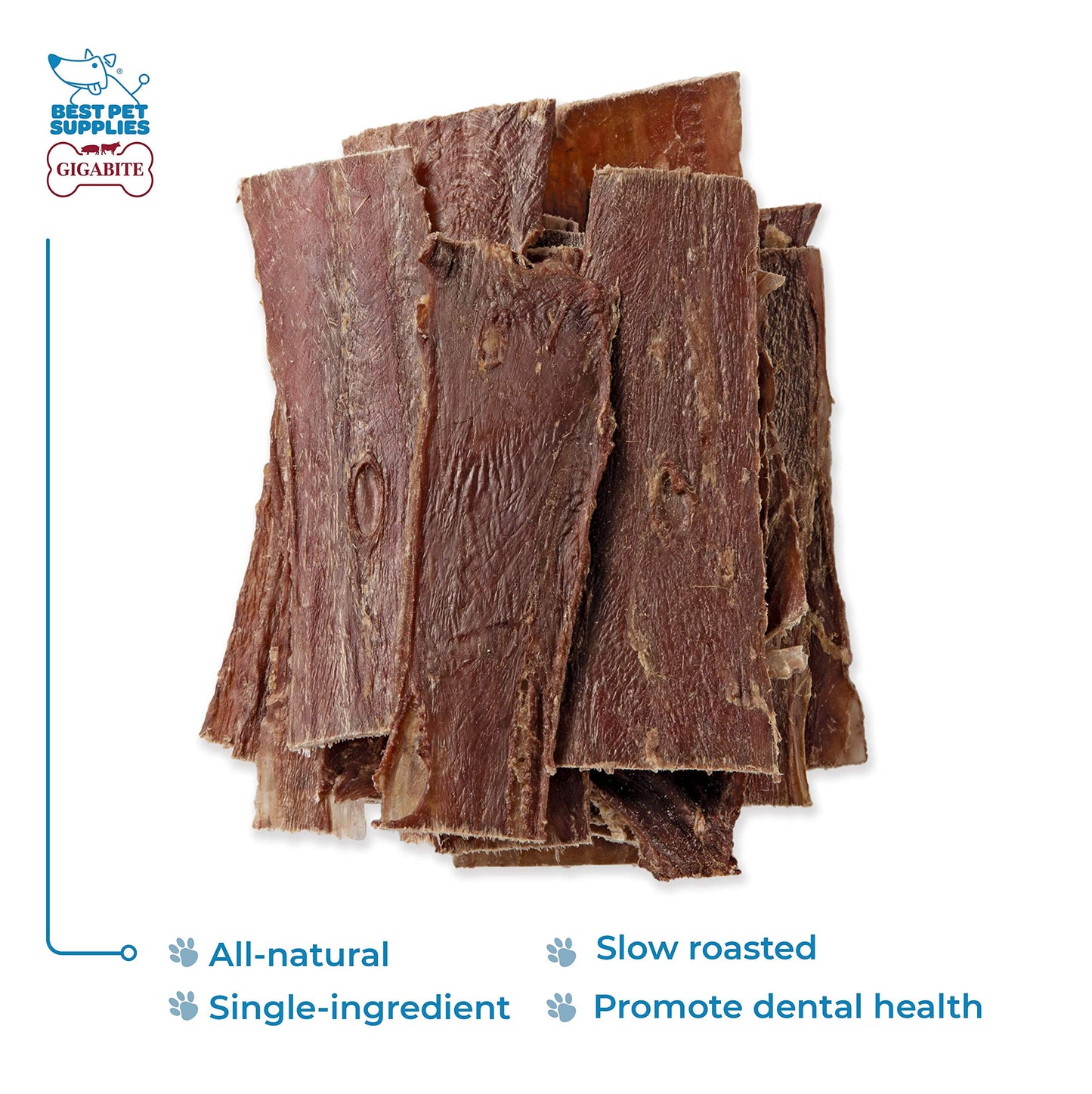 GigaBite 6 Inch Beef Gullet Jerky Strips (25 Pack) - All Natural, Free Range Beef Esophagus Taffy Dog Treat by Best Pet Supplies