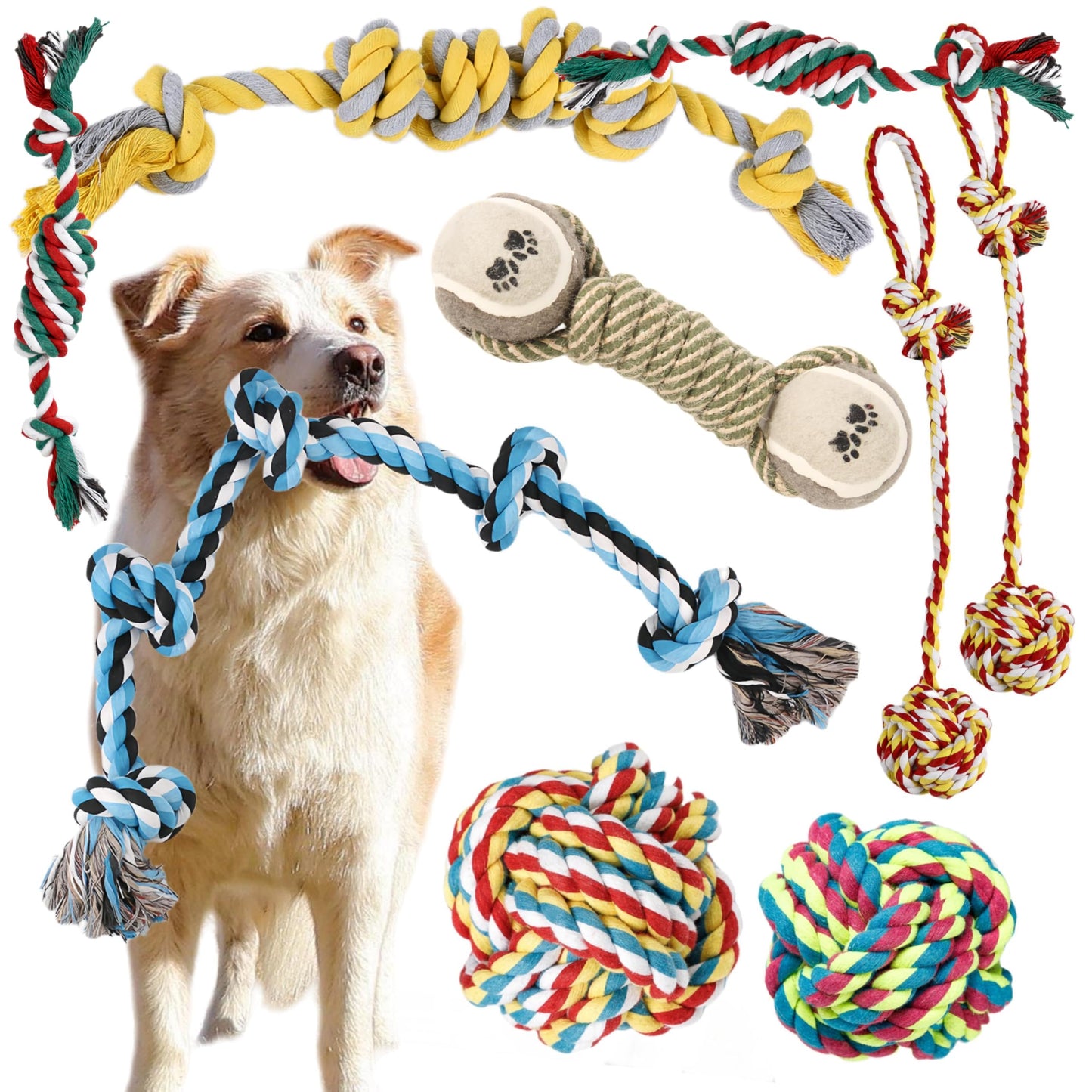 SOCOWVAKA Sharp Teeth Challenger Series-9 Pack Heavy Duty Dog Toy,Large Dog Toys for Aggressive Chewers,Indestructible Dog Toys,Dog Chew Toys,Dog Rope Toy,Dog Toys for Large Dogs and Medium Dogs