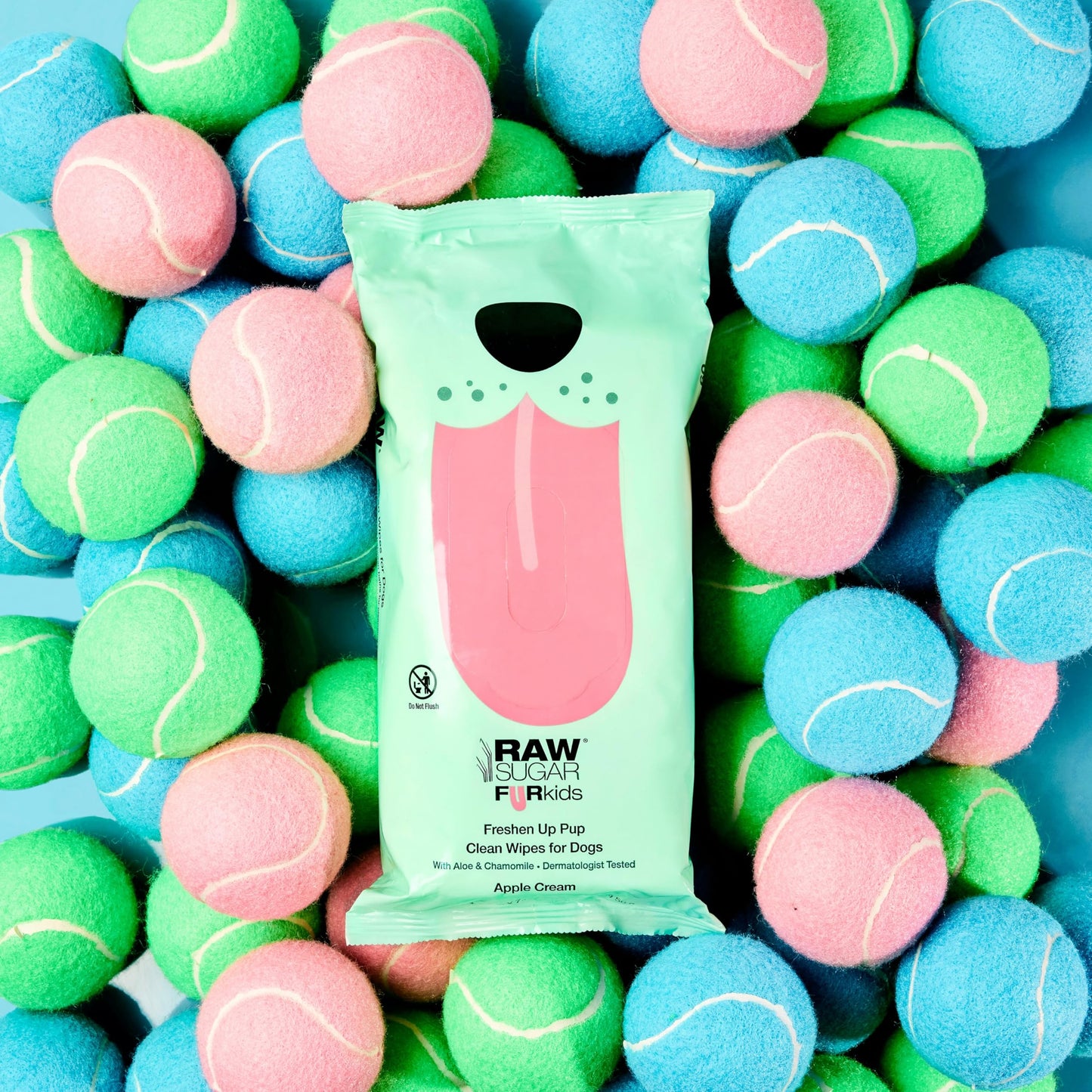 Raw Sugar 2-in-1 Dog Shampoo and Conditioner (Aloe & Oatmeal, 16 Fl Oz) & Dog Wipes, 2 Pack (60 Apple Cream Pet Wipes) Fur Kids Sensitive Coat Kit, Vegan & Cruelty-Free Puppy Essentials