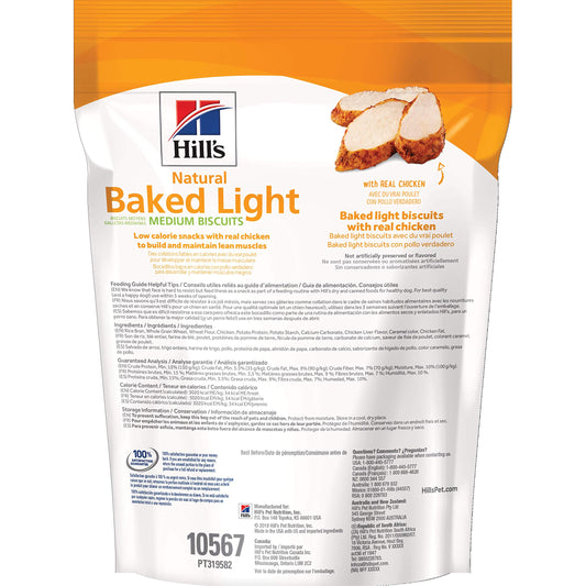 Hill's Natural Baked Light Biscuits, All Life Stages, Great Taste, Dog Treats, Chicken, 8 oz Bag