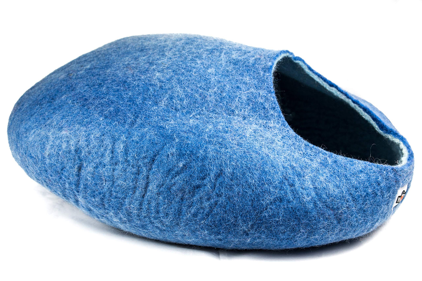 Yeti Dog Chew Dog Cave Bed for Cats and Small Dog Bad, 100% New Zealand Wool, Blue, 18" D x 20" W x 9" H