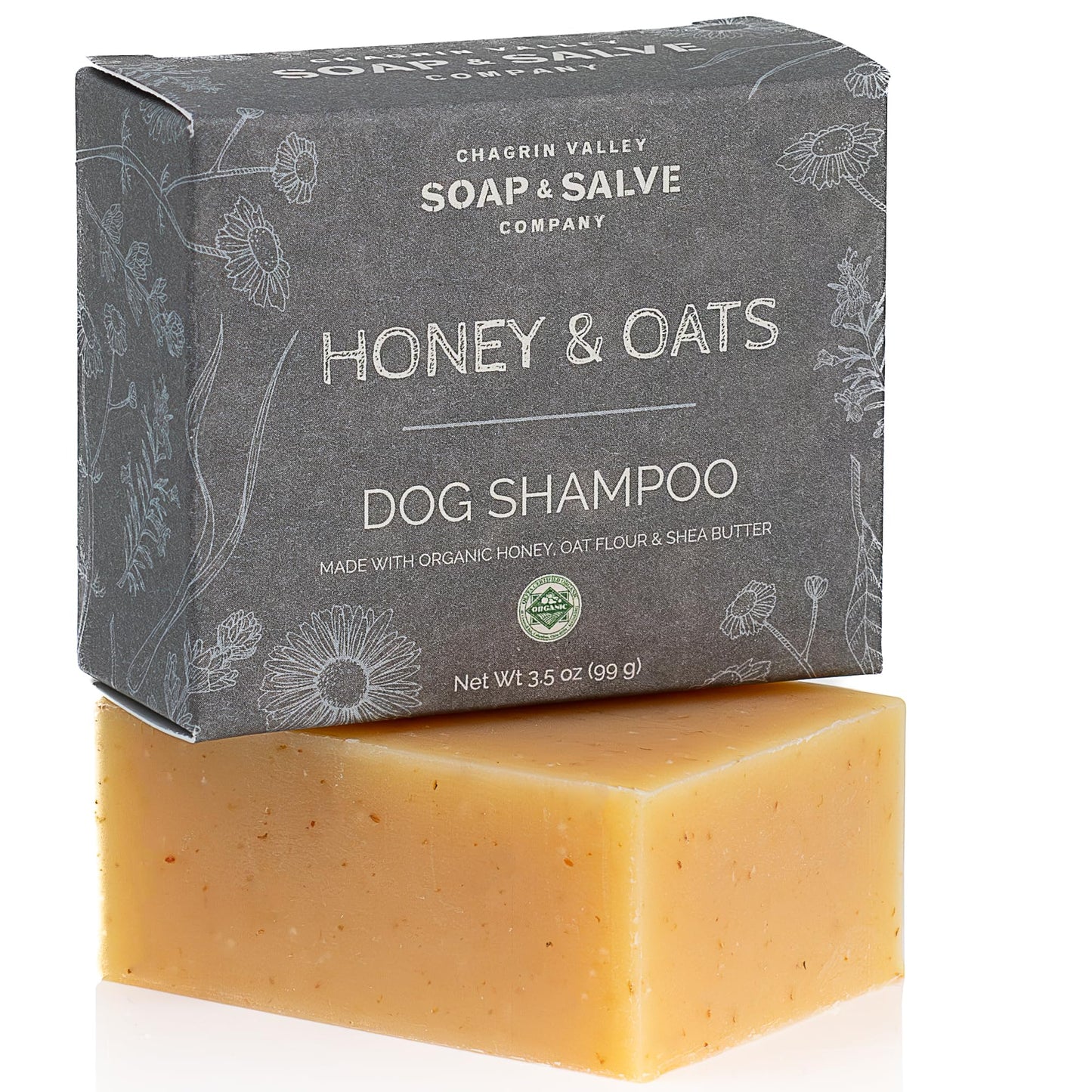Chagrin Valley Soap & Salve Certified Organic Dog Shampoo and Conditioner – Dog Shampoo Itchy Skin Relief and Puppy Essentials - Natural Handmade Honey & Oats, 3.8 oz Bar Soap