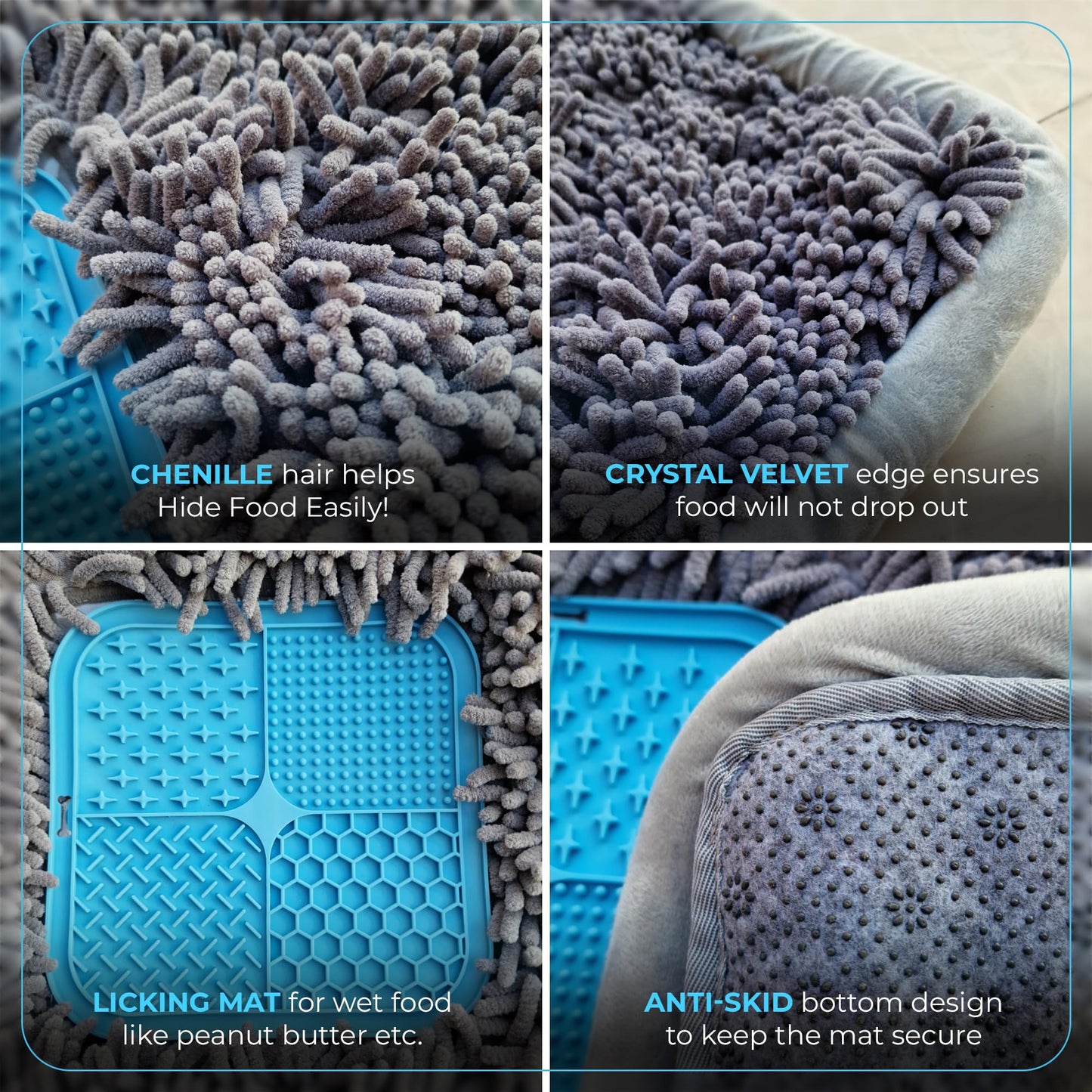 Snuffle mat for Dogs Size 25" x 18" - Silicone Lick mat Attachable with Sniffing Washable pad - Foraging Natural Mental Stimulation Toy Digging Slow Feeder Puzzle Enrichment Small Medium Large Puppy