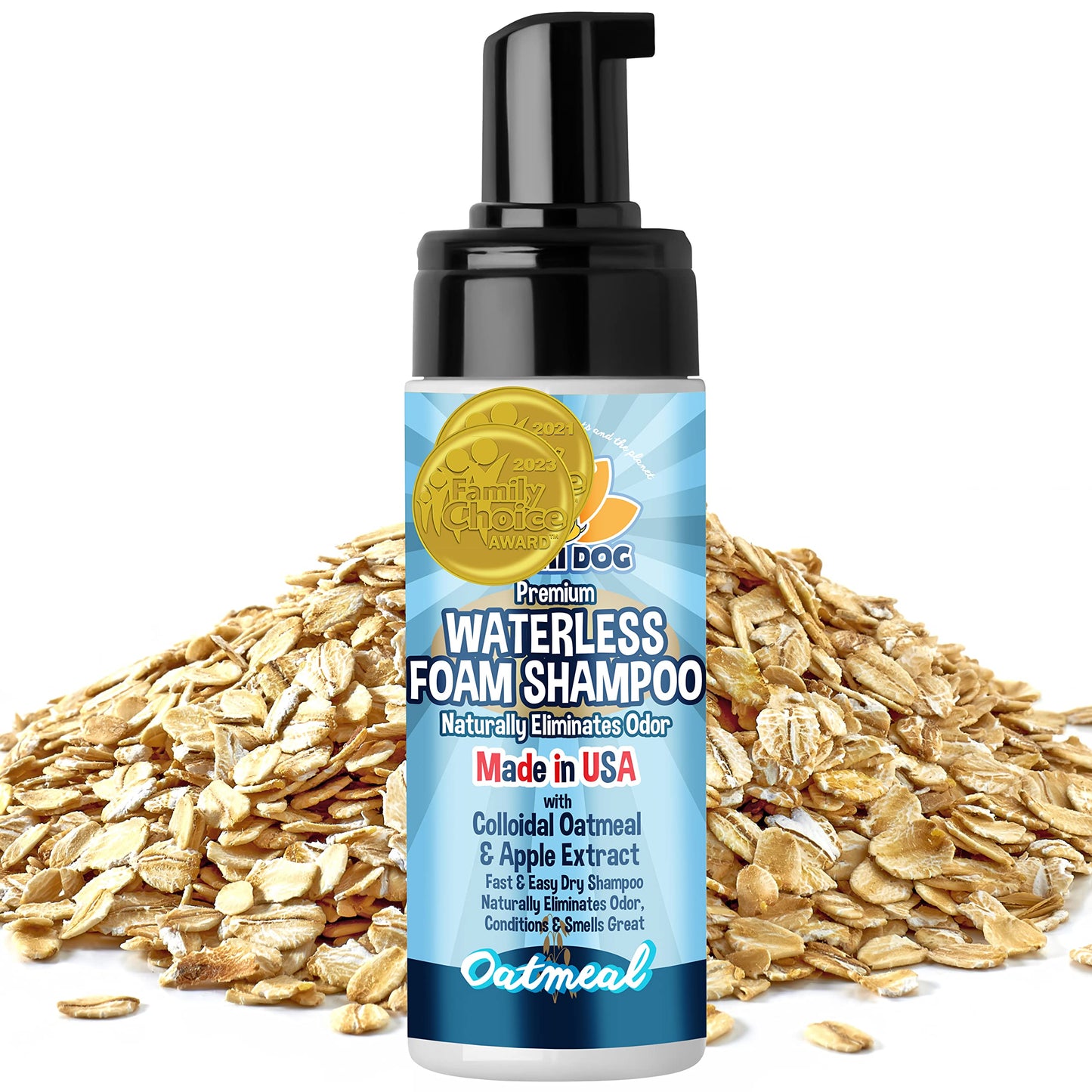 Bodhi Dog Waterless Foaming Shampoo - Dry Shampoo for Bathless Cleaning, No Rinse Required - Natural, Gentle Cleaner for Sensitive Skin - Made in USA (8 Fl Oz)