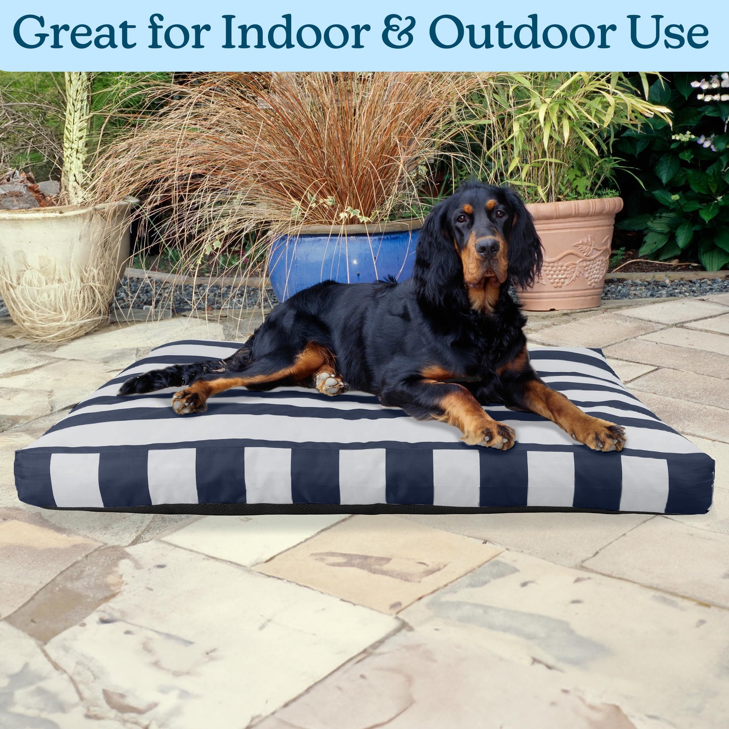 PETMAKER Dog Bed - Indoor/Outdoor Dog Bed with Removable Washable Cover and Non-Slip Bottom - 44in Large Pet Bed for Dogs up to 90lbs - Water-Resistant Dog Beds (Navy)