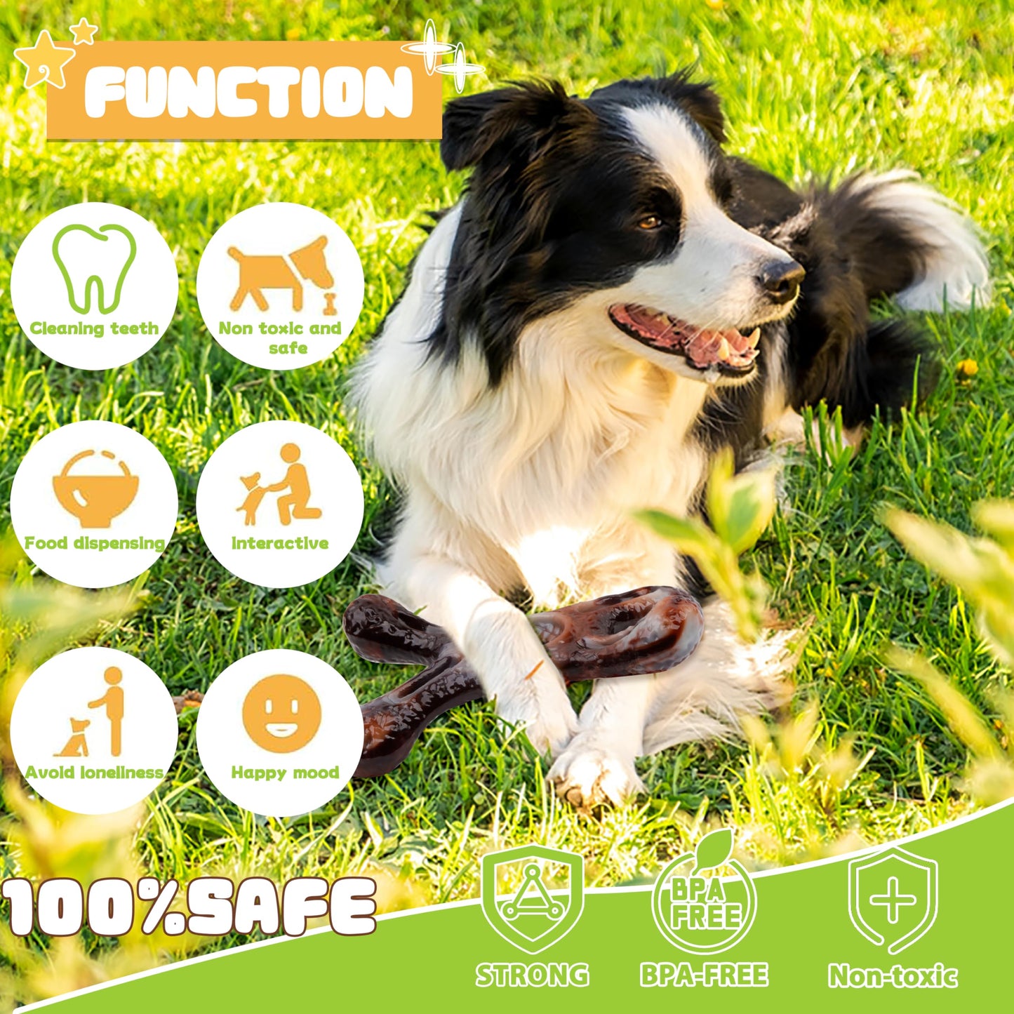 Kakw 3 Pack Dog Chew Toys Indestructible Dog Chew Toys for Aggressive Chewers,with Bacon Flavor Durable Nylon Dog Bones Teething Toy for Small Medium and Large Dog Breeds (Brown)