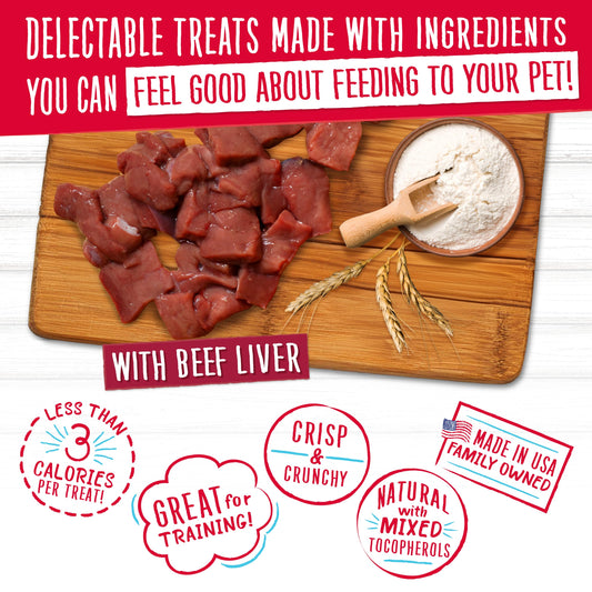 Charlee Bear Dog Training Treats for Small, Medium, or Large Pups, Crunchy Low Cal Dog Snack for Puppy Training, Made in USA (Beef Liver) 16oz, 4 Pack