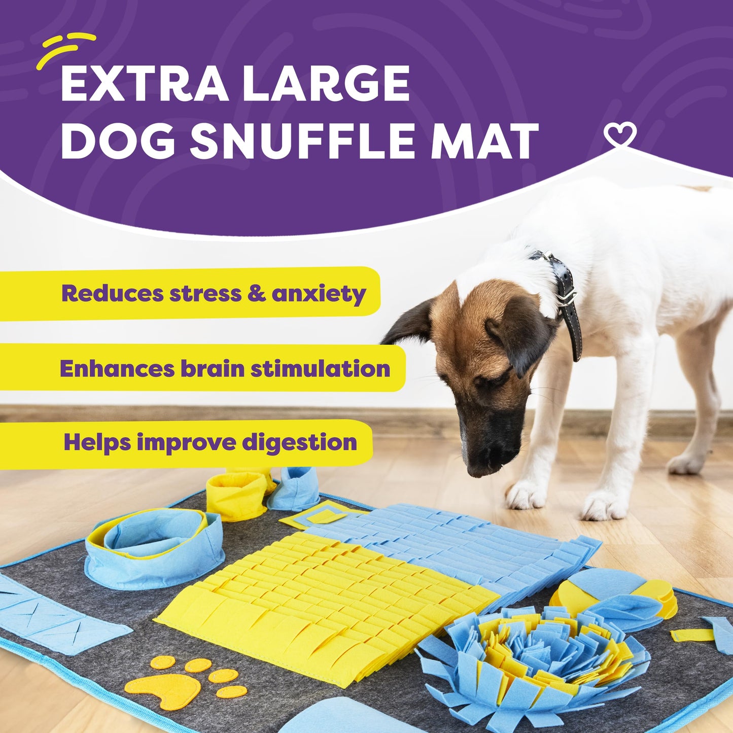 Hertzko XL Snuffle Mat for Dogs – Extra Large Felt Feeding & Activity Mat for Small & Large Breeds – Stimulation Toy with Grippy Bottom, Roll-Up Storage, and Easy Cleaning – Scent Game for Pets