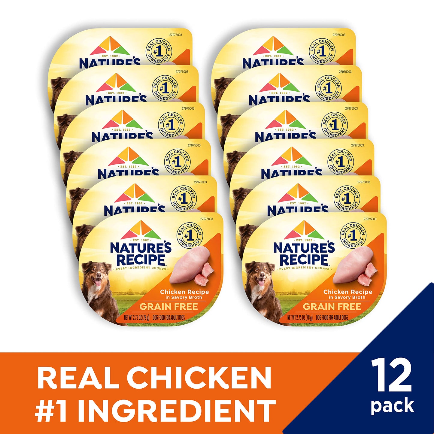 Nature's Recipe Grain Free Chicken Recipe in Savory Broth Wet Dog Food, 2.75 oz. Cup, 12 Count