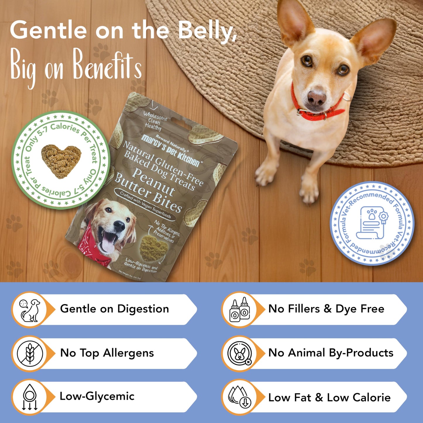 Marcy's Pet Kitchen-Diabetic- All Natural, Crunchy, Peanut Butter Dog Treats - Vet Approved- No Preservatives-Vegan, Gluten Free, Human Grade - Crunchy-Made in The USA, Healthy Peanut Butter Treats