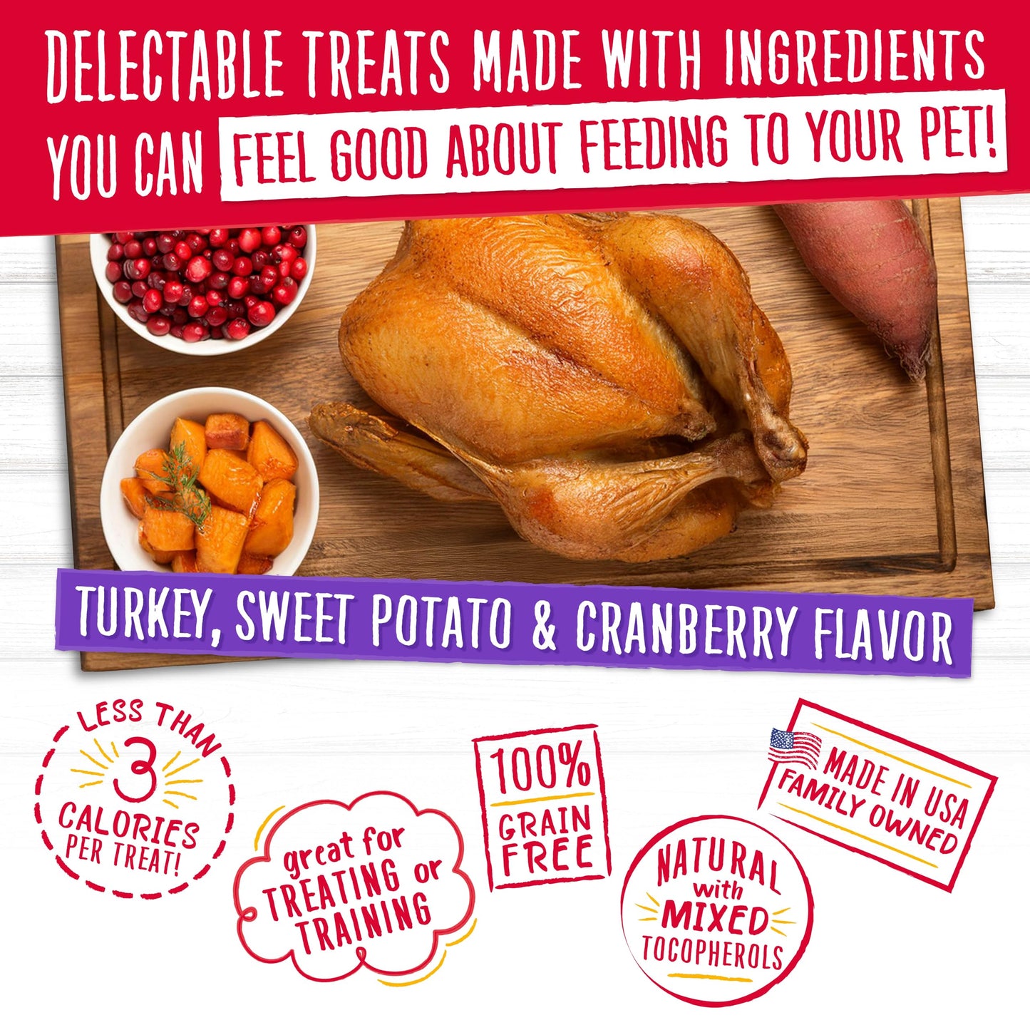 Charlee Bear Dogs Training Treat, Crunchy, Low Calorie, Grain Free Dog Treats, Made in USA, Best for Small and Medium Breeds, Bacon Blueberry & Turkey Sweet Potato Cranberry 2 Pack 8oz Each