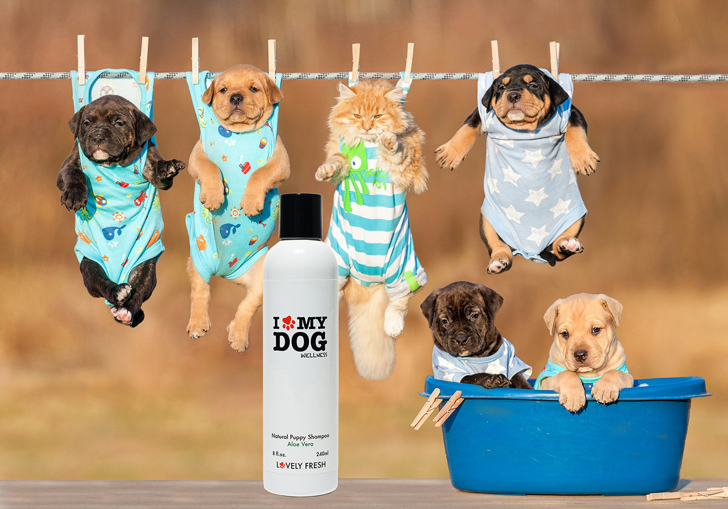 Lovely Fresh Puppy Gentle Shampoo - All Natural Grooming Product - Aloe Vera - Soothes Skin - Conditions Coat - Perfect for Pet Sensitive Youthful Skin - Premium (8 Fl. Oz)