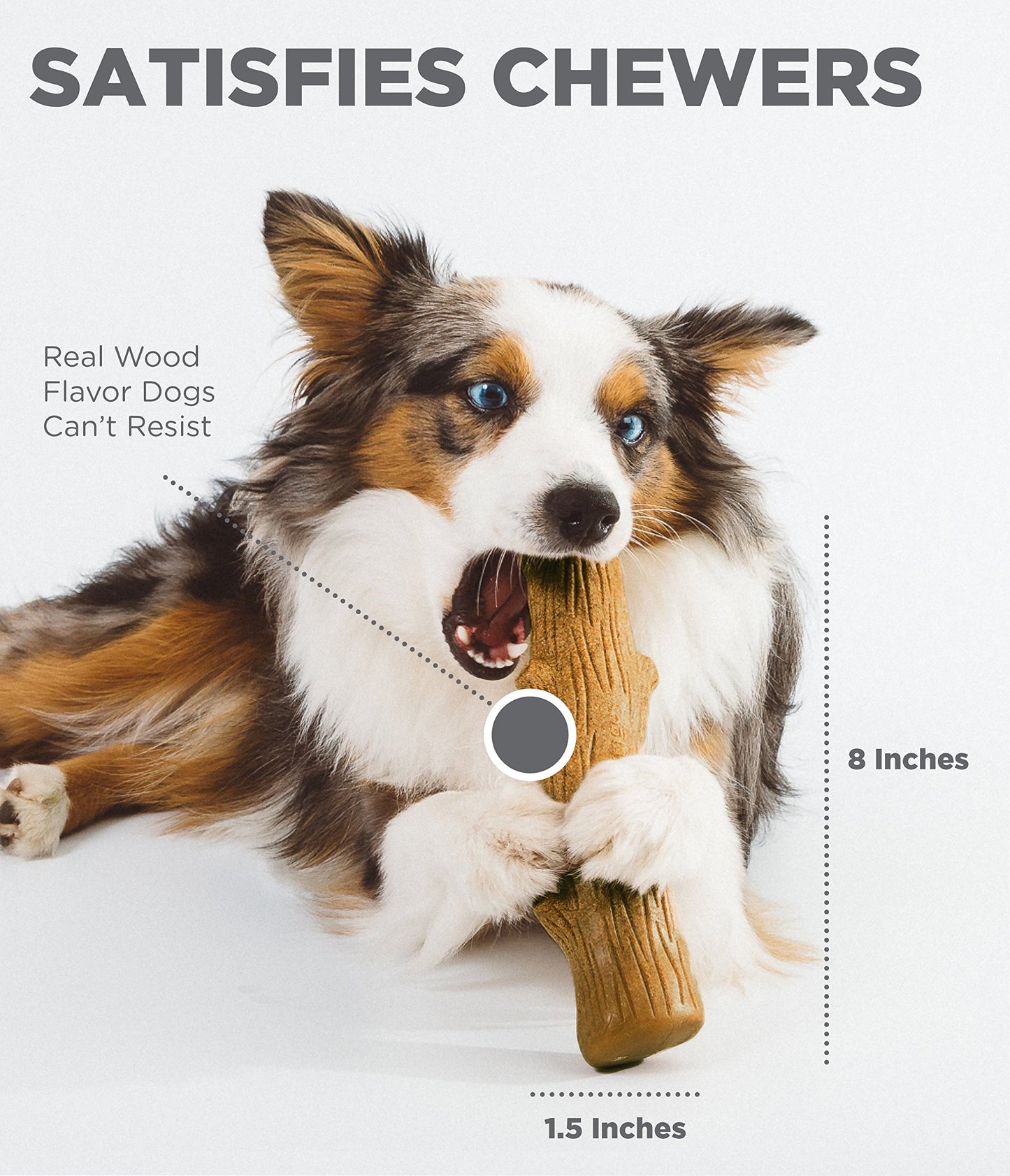 Petstages Dogwood Wood Alternative Dog Chew Toy + Benebone Wishbone Durable Bacon Flavored Dog Chew Toy