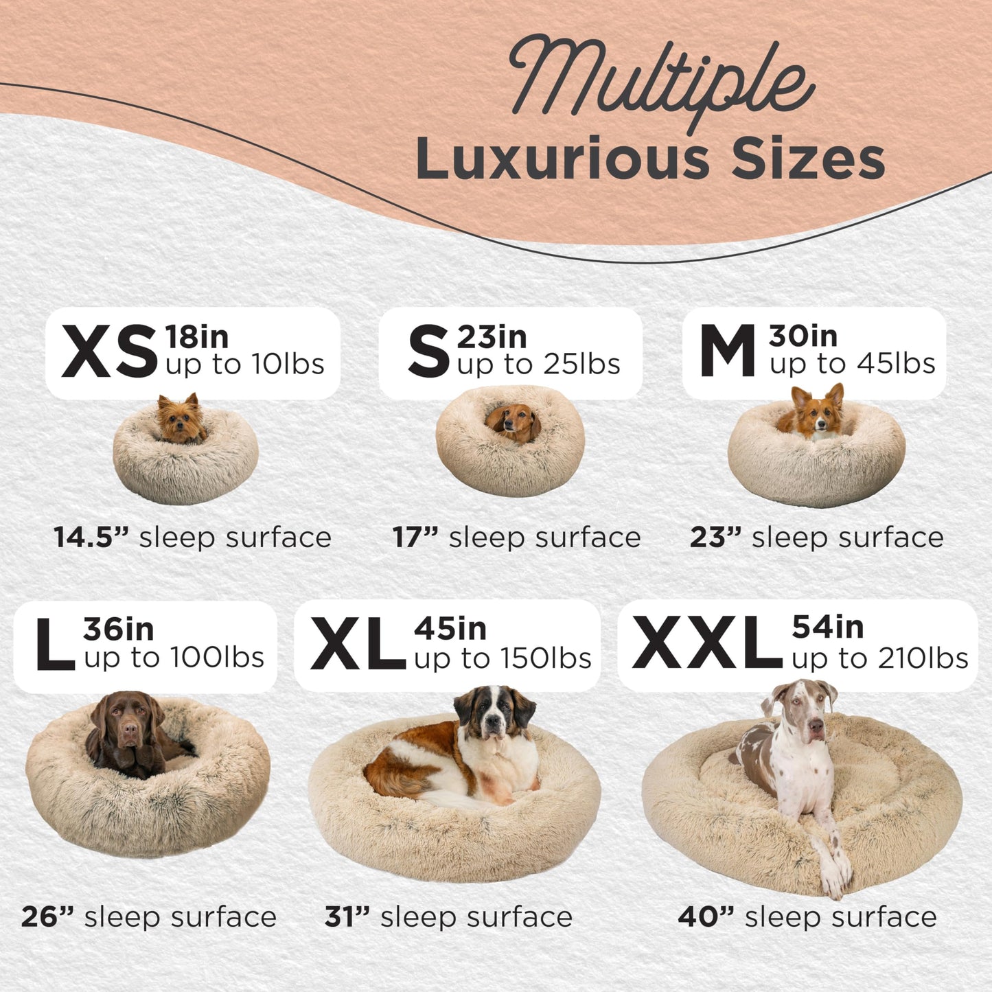Best Friends by Sheri Original Calming Donut Dog and Cat Bed, Shag Faux Fur, Taupe, (23in x 23in) - Anxiety Relief for Pets Up to 25 lbs