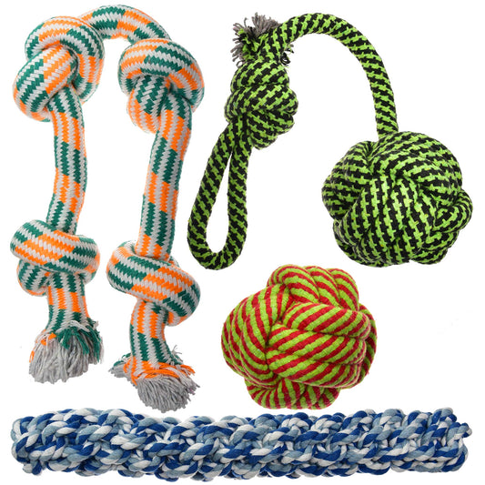 Dog Chew Toys - Puppy Teething Toys - Rope Toy Pack for Small Dogs - Tug Toy - Toy Set - Washable Cotton Rope for Dogs (Pack of 9)