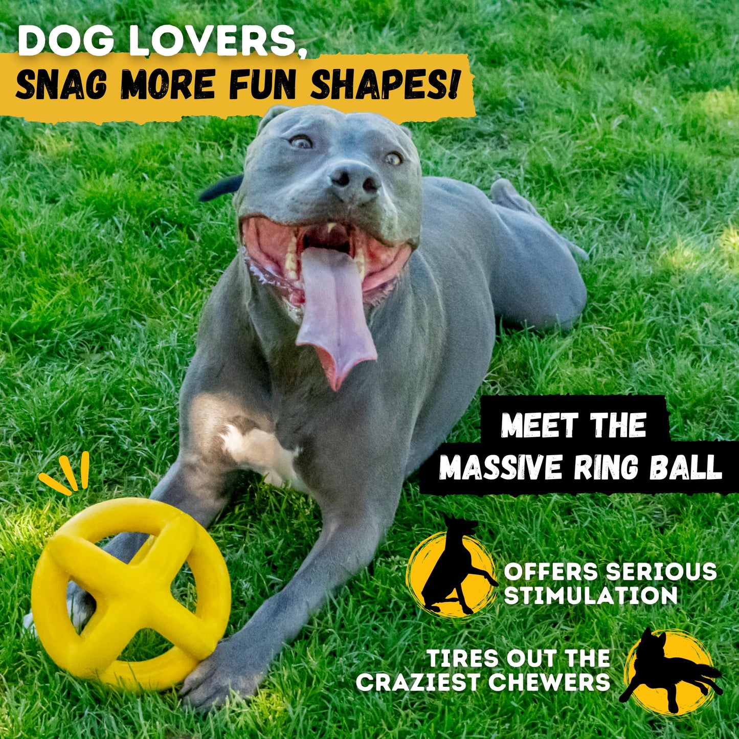 WoofBite Indestructible Jumping Jack Chew Toy - Lifetime Replacement - Durable Dog Toy for Aggressive Chewers - Safe, Non-Toxic Natural Rubber - Interactive, Chew & Fetch - Tough, Heavy Duty - 4.5”