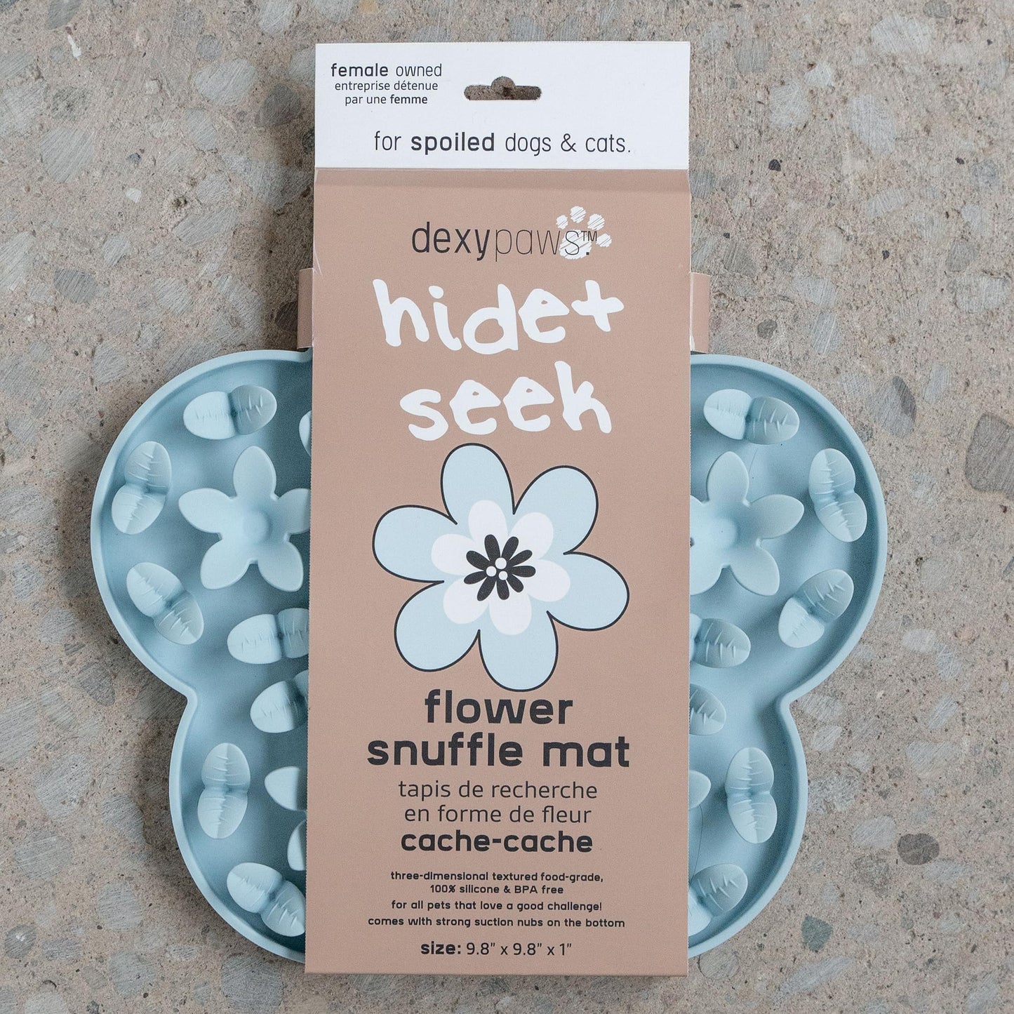 Dexypaws: Enrichment Snuffle Mat: Sky Blue Flower - Textured Dog Feeding Pad, Food Grade Silicone, Spread Food &Treats, Pet Soothing, Suction Back