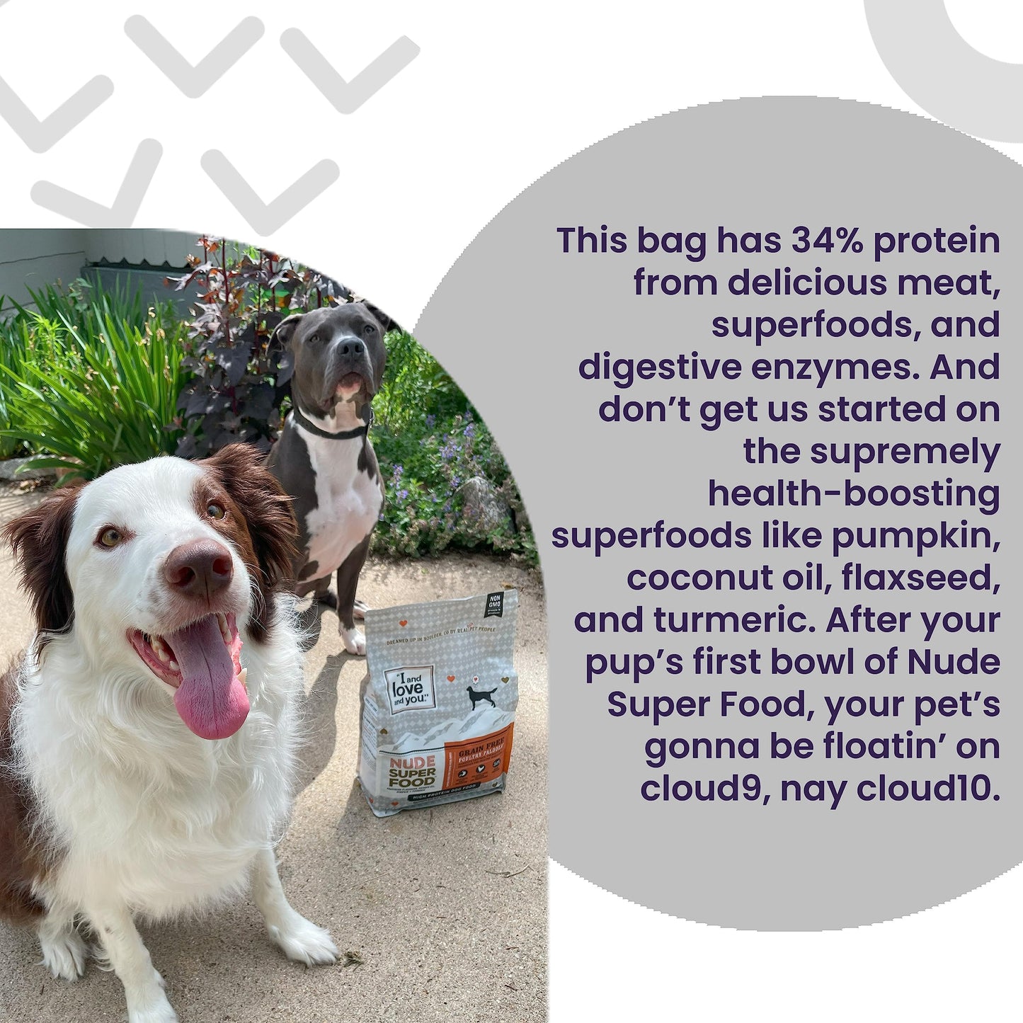 I and love and you Nude Super Food Dry Dog Food - Turkey + Chicken - Prebiotic + Probiotic, Grain Free, Real Meat, No Fillers, 5lb Bag