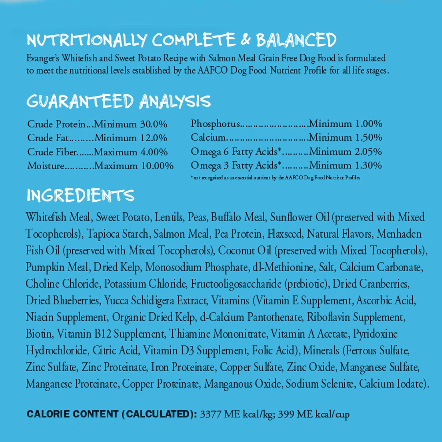 Evanger's Grain Free Whitefish and Sweet Potato Recipe with Salmon Meal Dry Food for Dogs – 4.4 lb – Chicken & Poultry Free – With Prebiotics, Coconut Oil & Omega Fatty Acids – For All Life Stages
