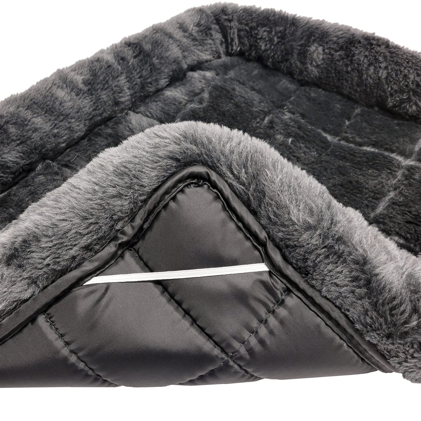 MidWest Homes for Pets QuietTime Dog Bed – Gray Faux Fur Bolster, Ultra-Soft and Machine Washable, Fits 42-Inch Crates and Carriers, for Large Breed Dogs