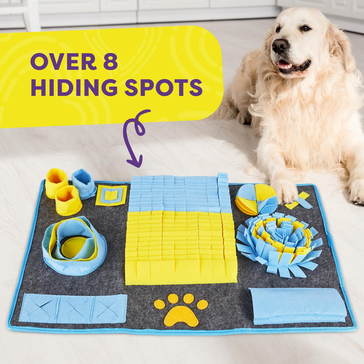 Hertzko XL Snuffle Mat for Dogs – Extra Large Felt Feeding & Activity Mat for Small & Large Breeds – Stimulation Toy with Grippy Bottom, Roll-Up Storage, and Easy Cleaning – Scent Game for Pets