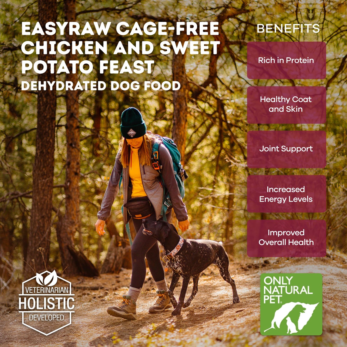 Only Natural Pet - EasyRaw Dehydrated Raw Dog Food Formula, Contains Real Wholesome Nutrition, Low Glycemic, Paleo Friendly, Non-GMO - Chicken & Sweet Potato Flavor - 7 lb Bag (Makes 35 lbs)-C7
