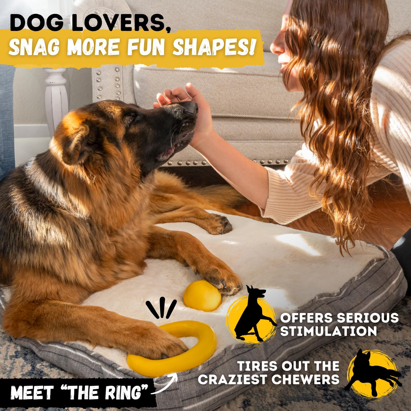 WoofBite Indestructible Dog Ball - Lifetime Replacement - Durable Dog Toy for Aggressive Chewers - Safe, Non-Toxic Natural Rubber - Chew & Fetch - Tough, Heavy Duty - 3” (Tennis Ball Size)