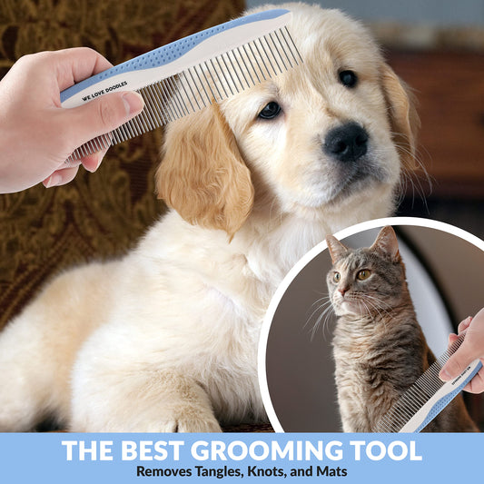 We Love Doodles Puppy Shampoo & Conditioner and Metal Dog Grooming Comb | Oatmeal Bathing | Organic Ingredients | Sensitive & Itchy Skin Wash | Removes Tangles & Matts | Dematting Comb | Made in USA