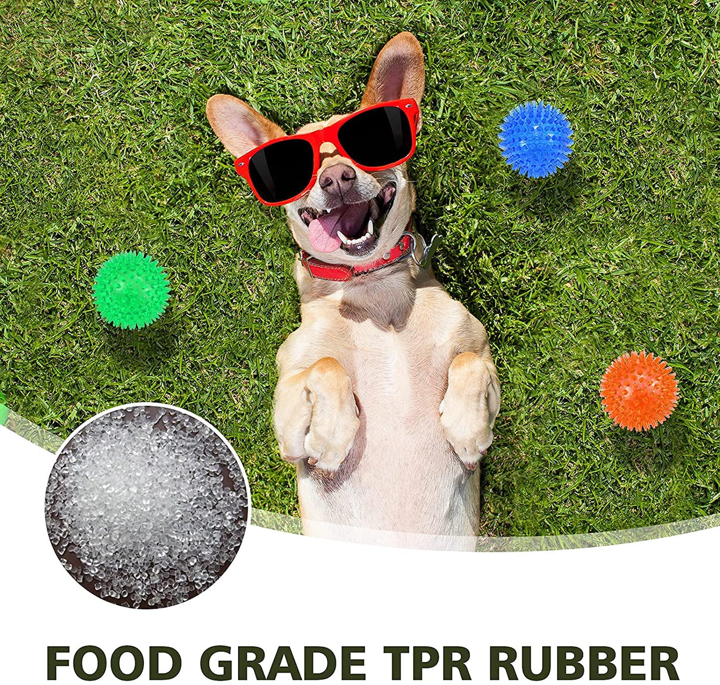 petizer 6 Pack 2.5” Squeaky Dog Toy Balls, Floating Dog Pool Balls, Spiky Dog Balls, Durable Interactive Fetch Toys for Puppy, Dog Chew Toys for Teething (2.5"", Small Dog), Set of 6
