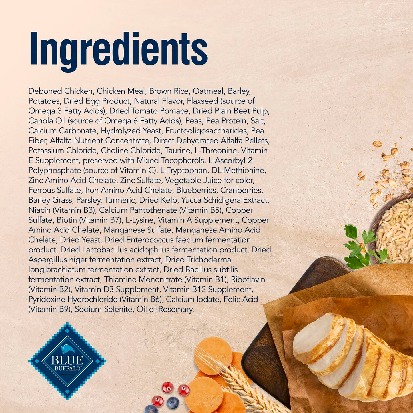 Blue Buffalo True Solutions Total Support Natural Dry Dog Food for Adult Dogs, Chicken, 11-lb. Bag