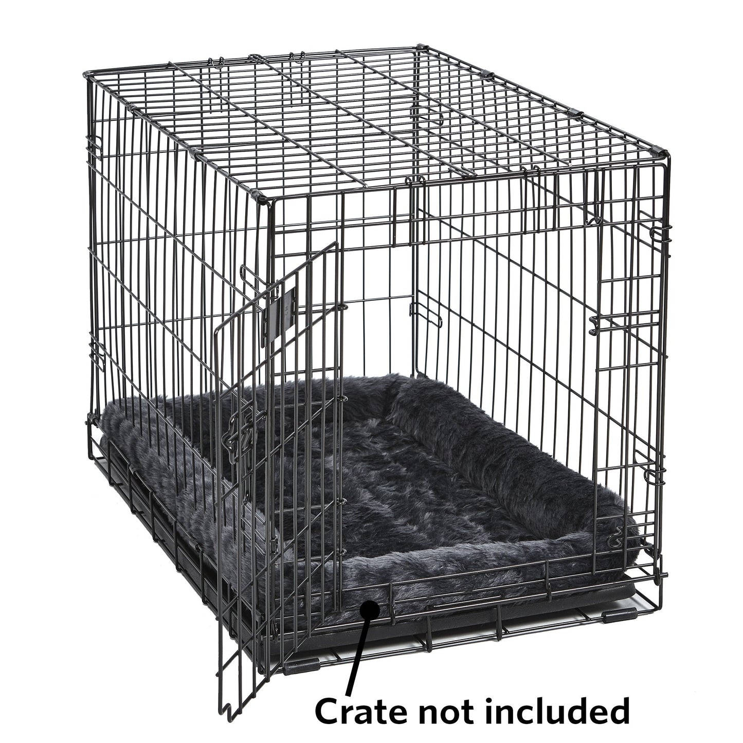 MidWest Homes for Pets QuietTime Dog Bed – Gray Faux Fur Bolster, Ultra-Soft and Machine Washable, Fits 42-Inch Crates and Carriers, for Large Breed Dogs