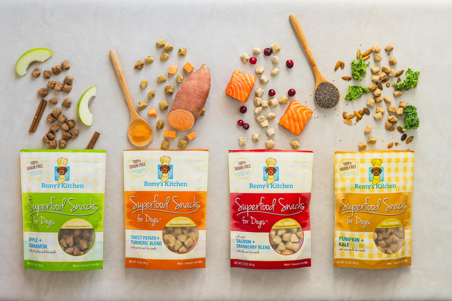 Remy’s Kitchen Apple Cinnamon Freeze Dried Dog Treats USA Sourced and Small Batch Made - Human-Grade, All Natural Superfood Dog Snacks Without Artificial Preservatives, Grain Free - 3.5 oz