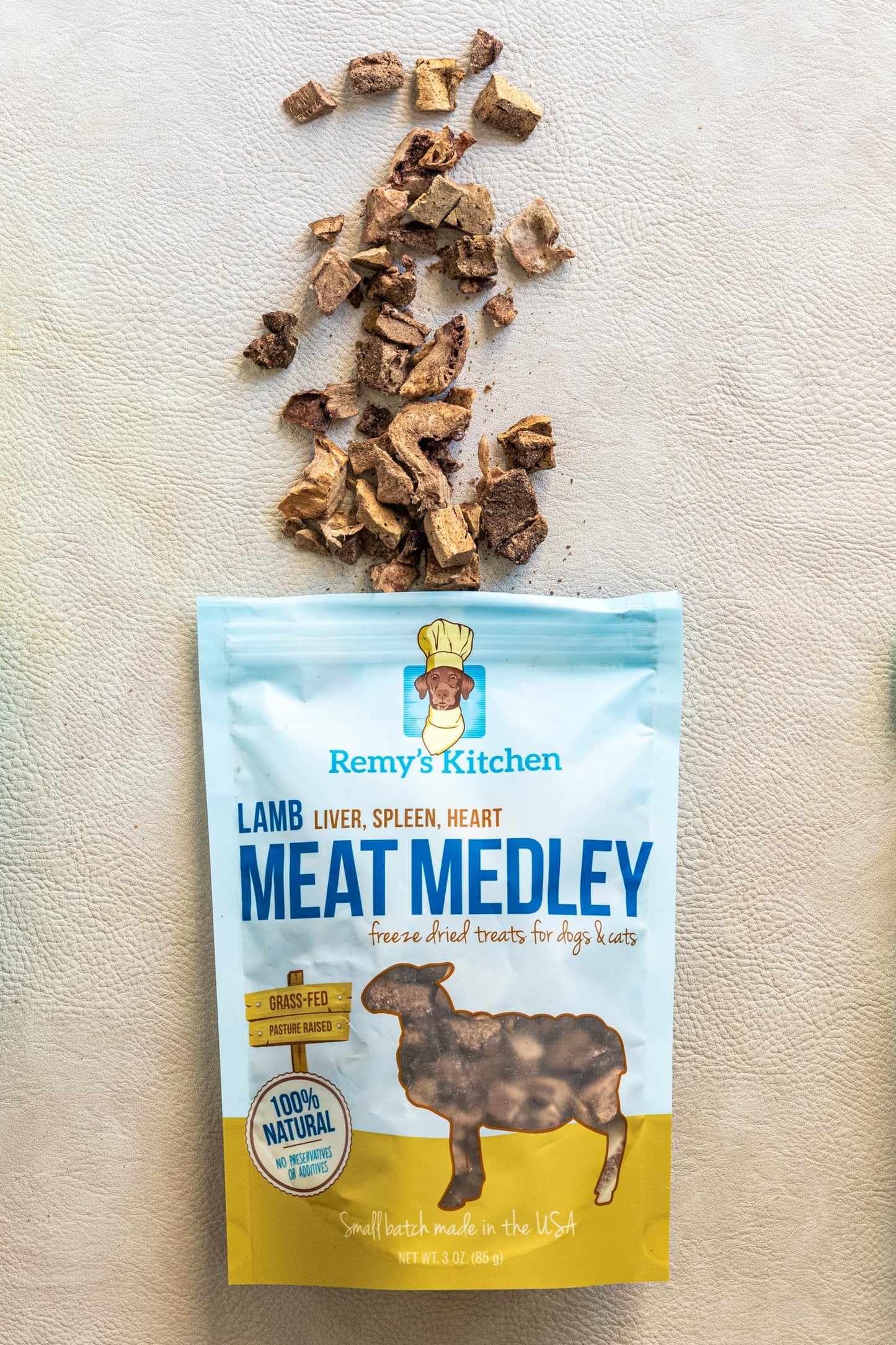Remy’s Kitchen Lamb Meat Medley Freeze Dried Dog Treats USA Sourced and Small Batch Made - Human-Grade, All Natural Dog Treats Without Artificial Preservatives, Grain Free - 3 oz