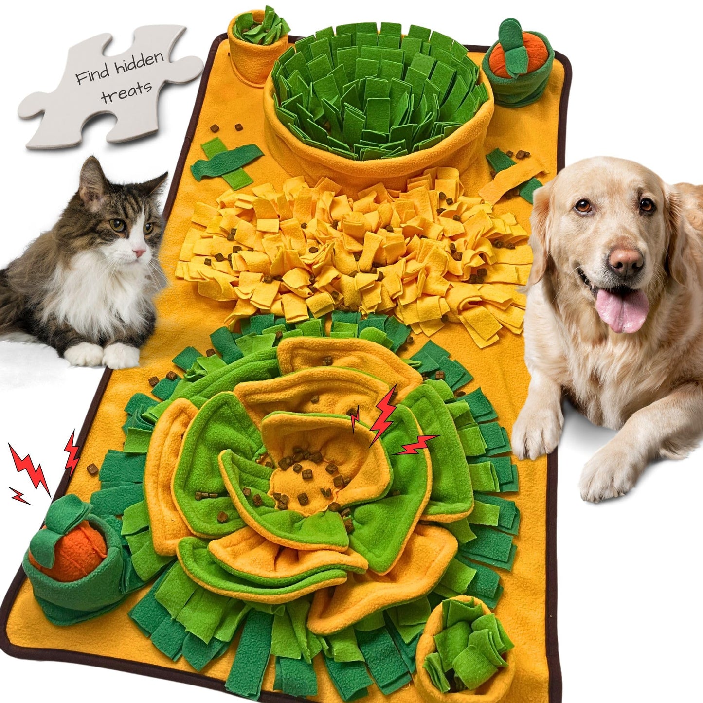 DUDULOVY Snuffle Mat for Dogs, Cats and Small Pets, 34"X 19" Large Dog Snuffle Mat with Squeaky Plush Carrot Toy, Interactive Dog Puzzle Mat for Mental Stimulation and Boredom Buster…