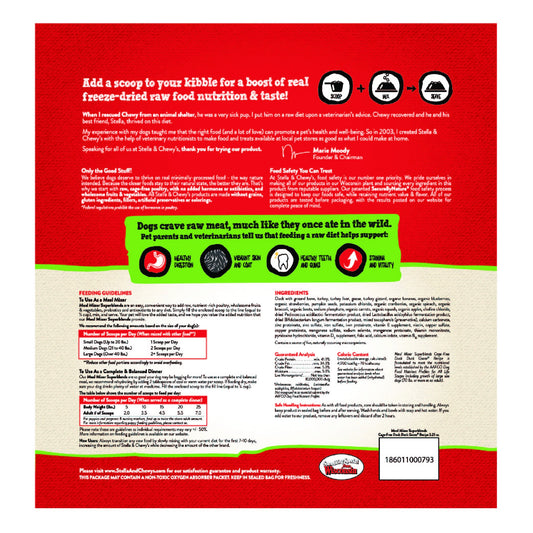 Stella & Chewy's Freeze-Dried Raw Cage-Free Duck Meal Mixer SuperBlends Grain-Free Dog Food Topper, 16 oz. bag, Freeze-Dried Raw Meal Mixer SuperBlends