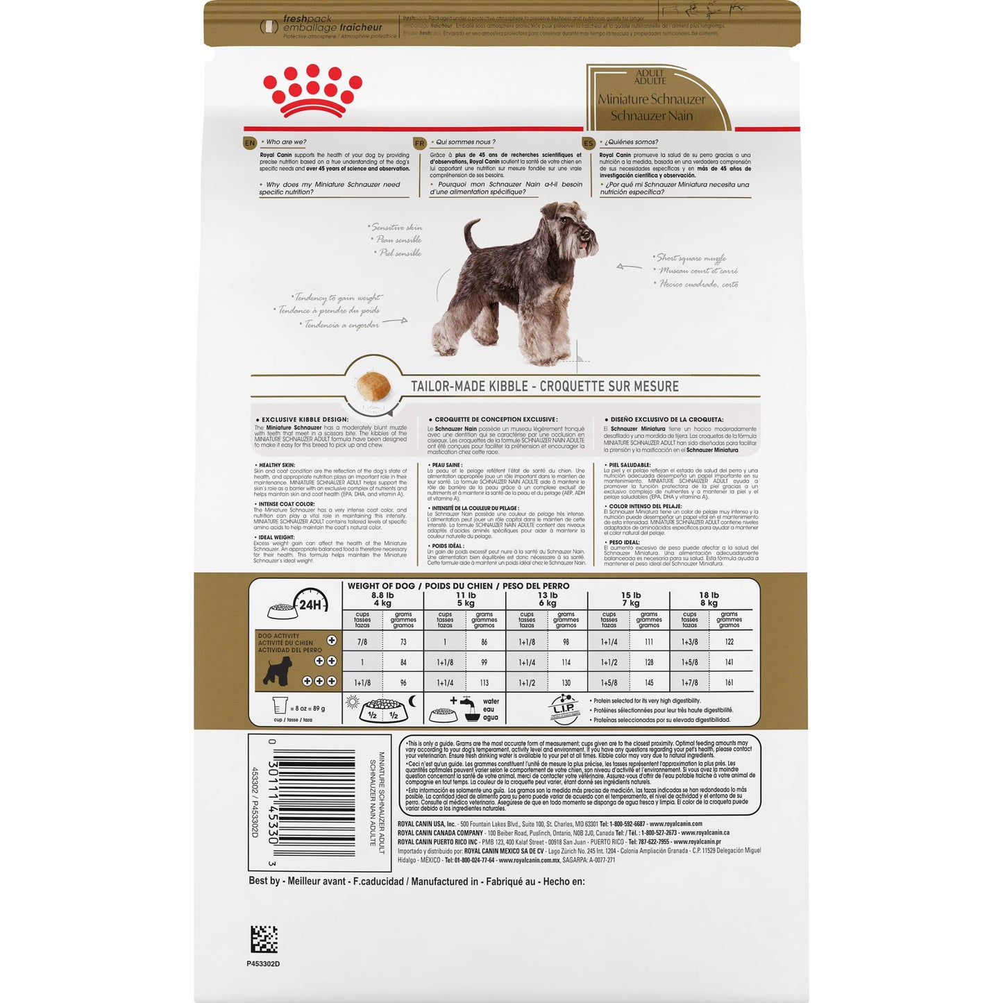 Royal Canin Miniature Schnauzer Adult Breed Specific Dry Dog Food, 10 lb Bag