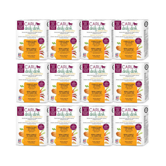Caru Daily Dish Chicken Stew, Natural Adult Wet Dog Food with Real Chunks of Chicken, with Added Vitamins & Minerals, Non-GMO Ingredients (12.5 oz) - 12 Pack