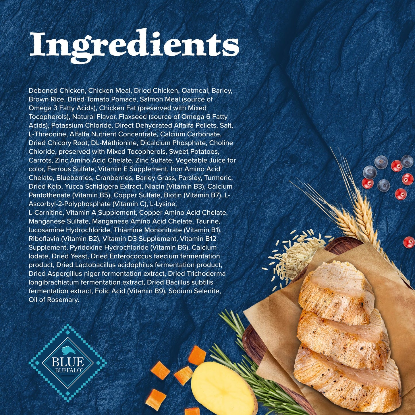 Blue Buffalo Wilderness Natural High-Protein, Small-Bite Dry Food for Adult Dogs, WITH WHOLESOME GRAINS, Chicken, 28-lb Bag