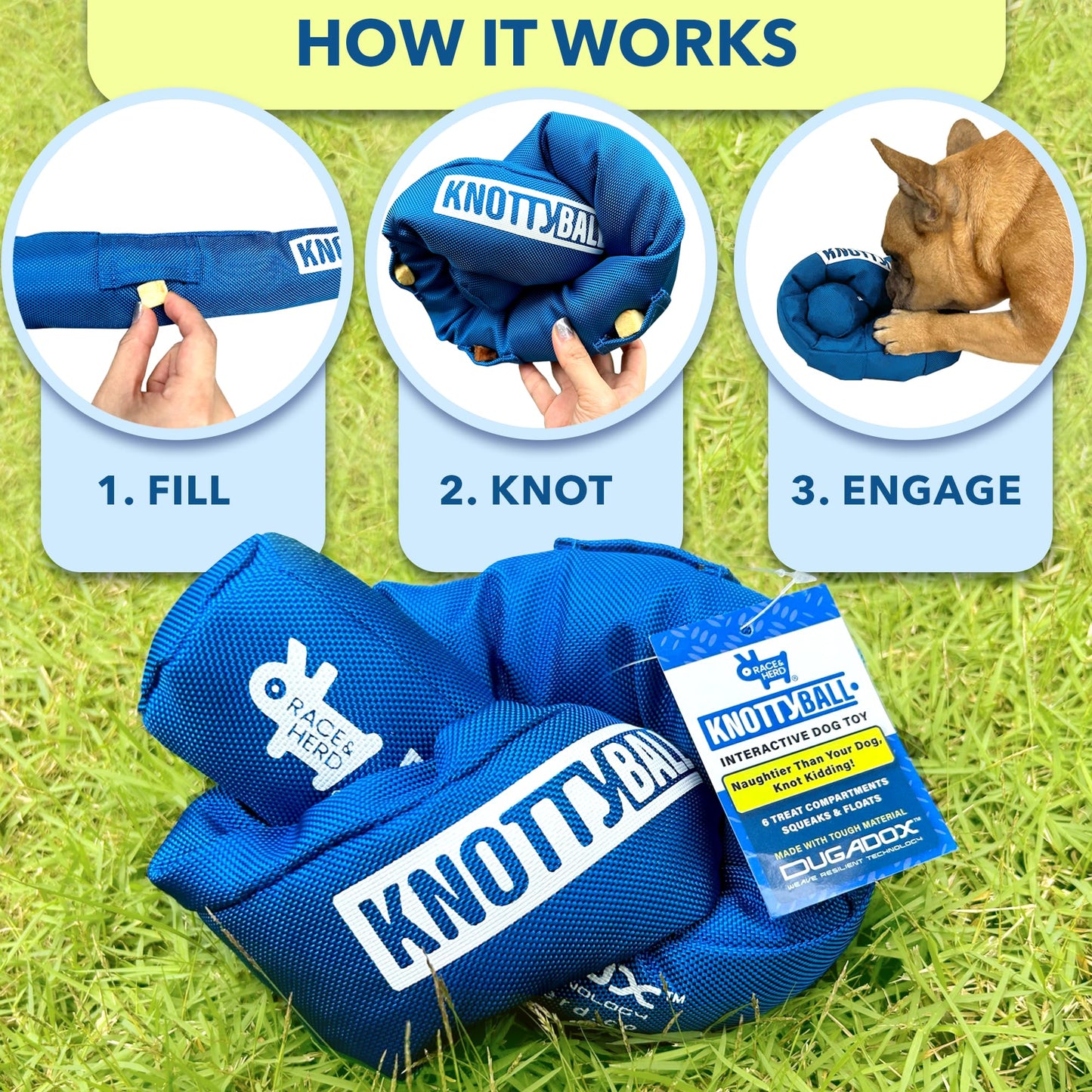 Race&Herd Knotty Ball Dog Puzzle Toy - Dog Snuffle Ball, Interactive Dogs Toys Puzzle, Snuffle Mat Enrichment Toys, Enrichment Toys for Dogs, Pet Treat Toys, Cognitive Puppy Toys