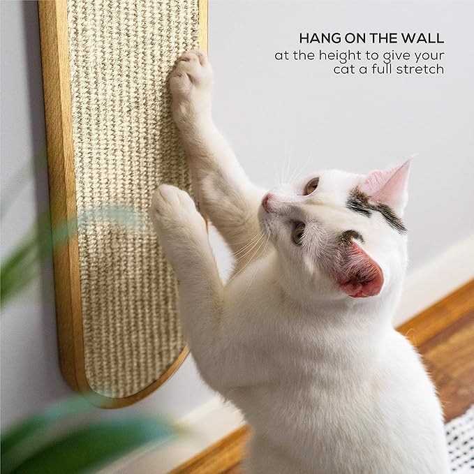 7 Ruby Road Wall Mounted Cat Scratcher - Indoor Vertical Scratching Board for Cats - Scratch Pad Post - Wall Furniture (Cream)