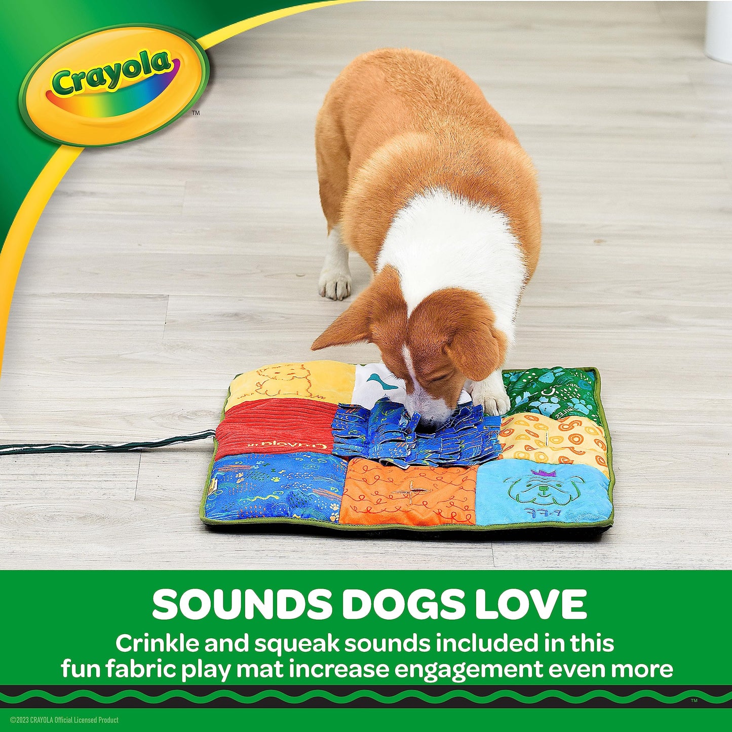 Crayola for Pets Doggie Snuffle Mat & Puzzle Toy - Treat-Hiding Play Mat for Dogs with Crinkle Sound - Dog Enrichment Toys for Mental Stimulation