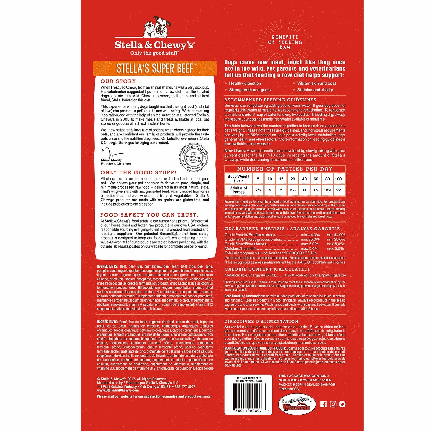 Stella & Chewy's Freeze-Dried Raw Dinner Patties - Beef Recipe - High Protein Grain-Free Puppy & Dog Food - Perfect For Picky Eaters - 5.5 oz