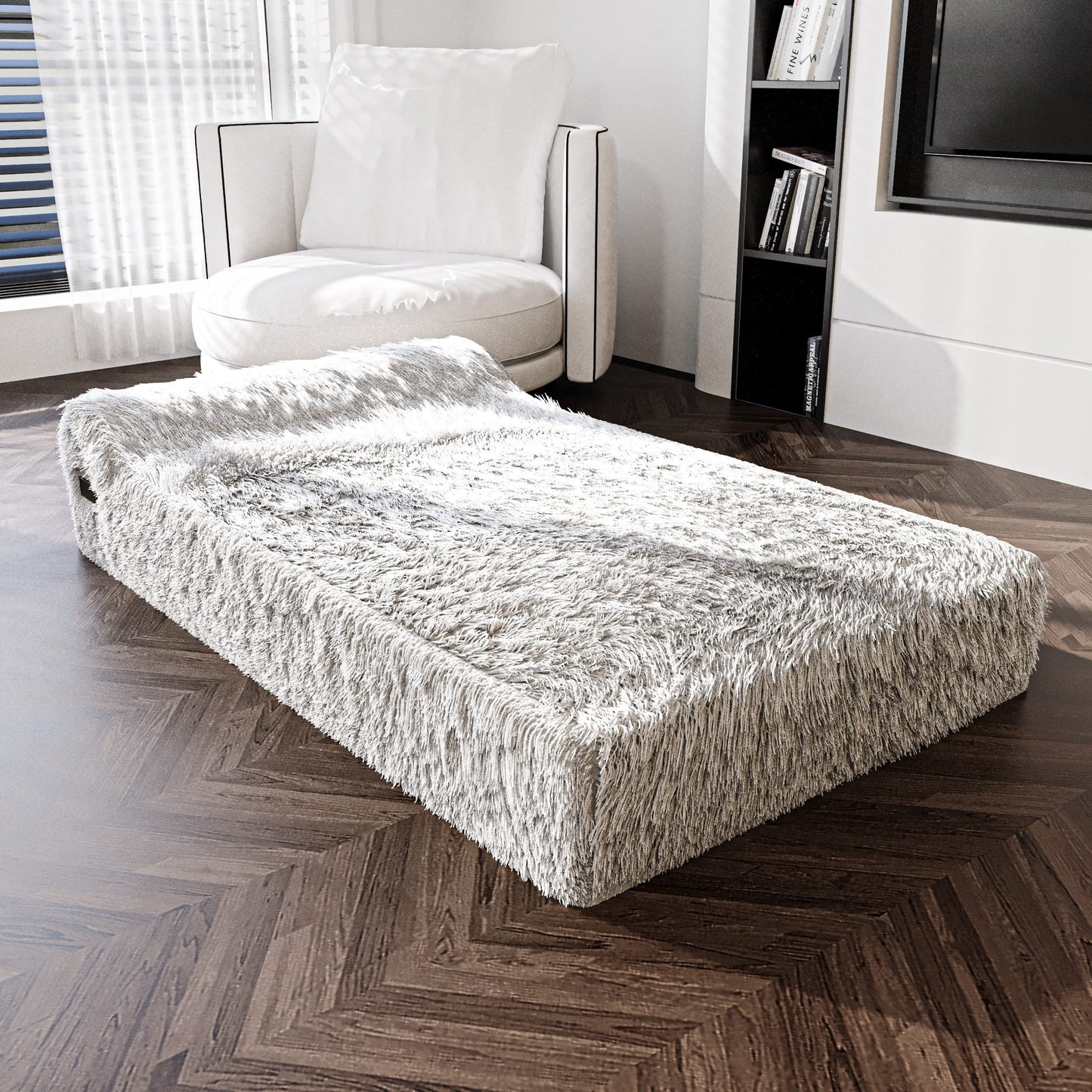 KOPEKS Orthopedic Memory Foam Dog Bed 7" Inch Thick Extra Large Dog Bed with Pillow Fluffy Grey 50"x34"x10" Includes Waterproof Liner & Durable Removable Cover with Smart Design